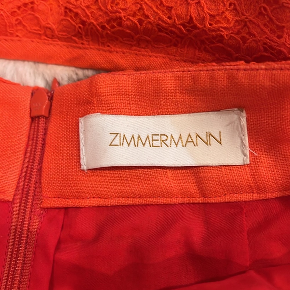 Zimmermann red lace midi skirt sample size 4/6